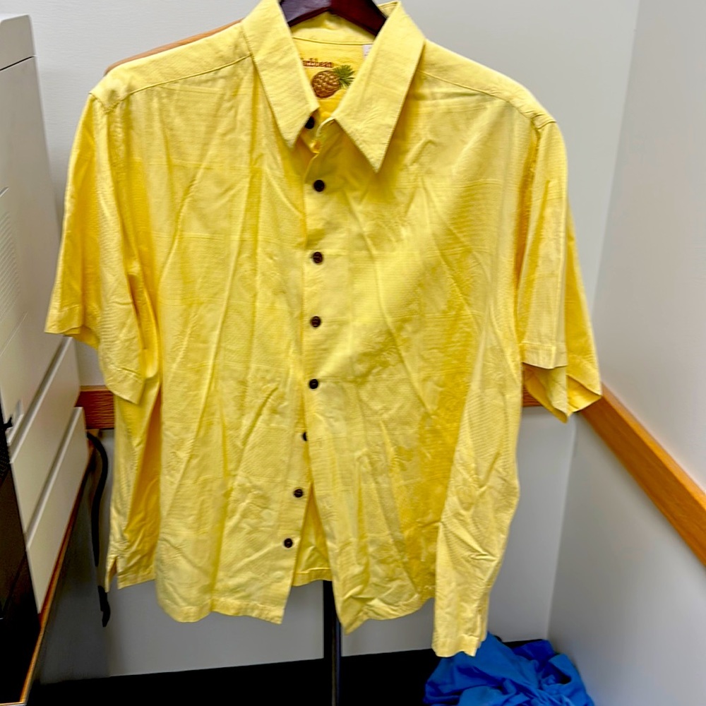 2X Caribbean short sleeve button down shirt Silk/cotton blend
